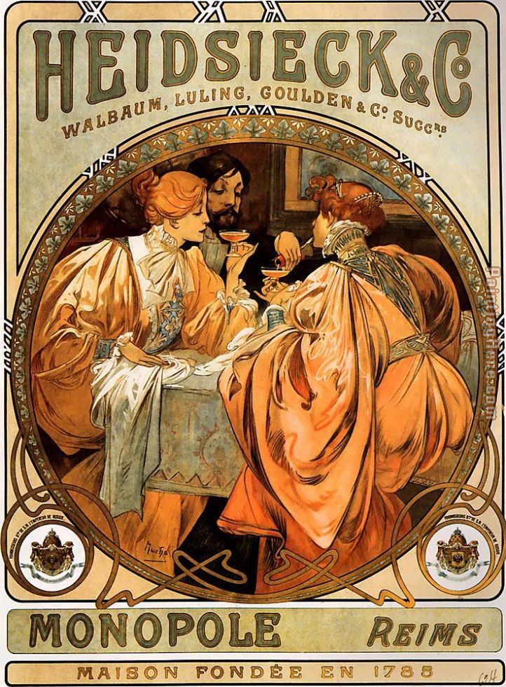 Heidsieck and Co painting - Alphonse Maria Mucha Heidsieck and Co art painting